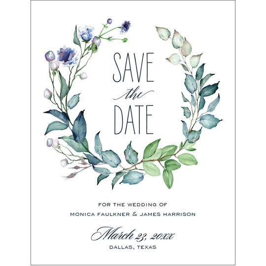 Sculpted Wreath Save the Date Cards